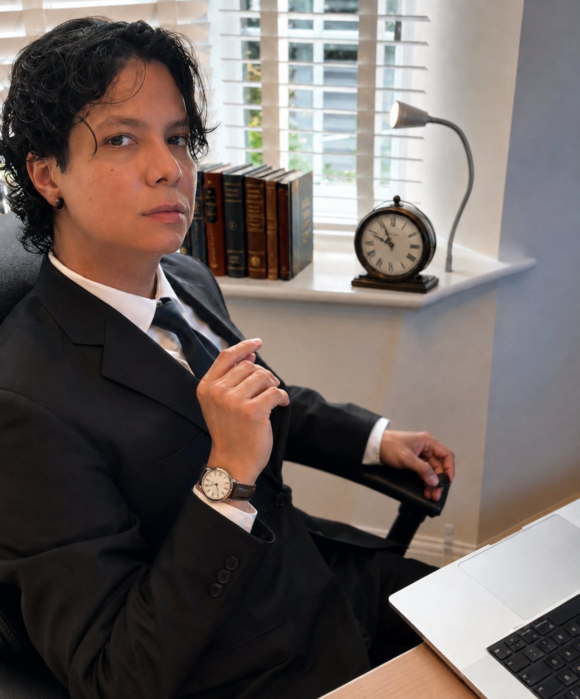 Thiago Opolski em seu escritório, à mesa de trabalho